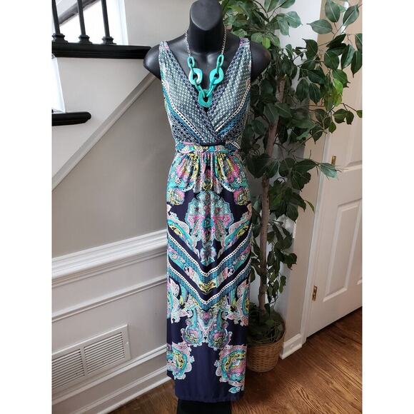 John Paul Richard Womens Multi Floral Backless Wide Strap Long Maxi Dress Size S - Picture 1 of 12
